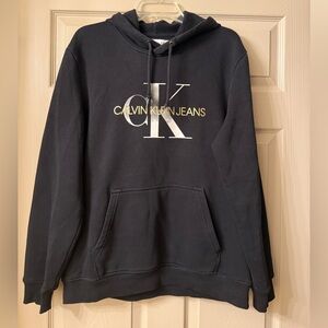 Calvin Klein Women’s Black Pullover Hooded Sweatshirt Size L with Gold Logo